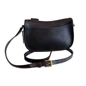 COACH Vintage Black Leather Wendie Zip Top Closure Crossbody Bag #A9P-9031